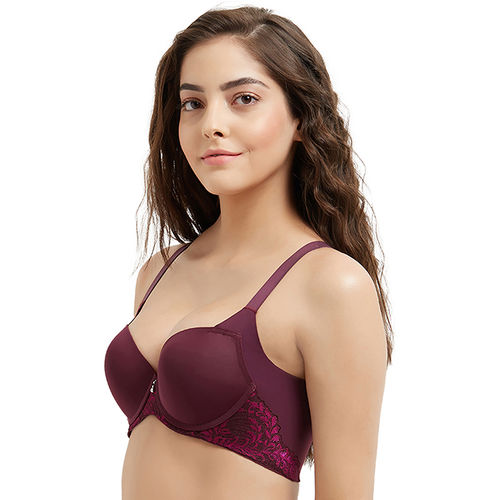 Wacoal Nylon Padded Underwired Solid/Plain Bra -IB4497 - Purple (36D)