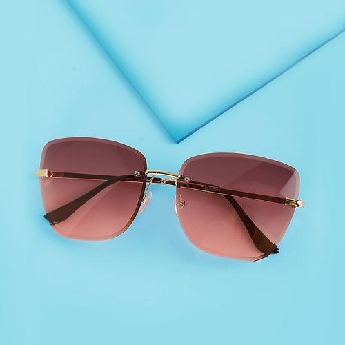 Carlton London Premium Pink Gold Toned UV Protected Lens Rimless Sunglass  for Women (140)