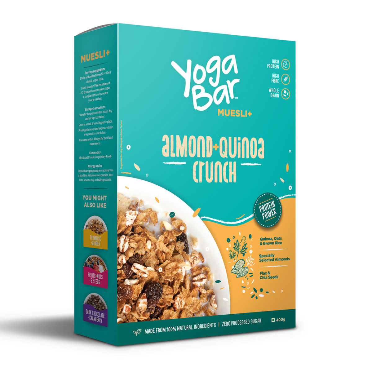 Yogabar Muesli+ Wholegrain Breakfast Muesli - Almond + Quinoa Crunch