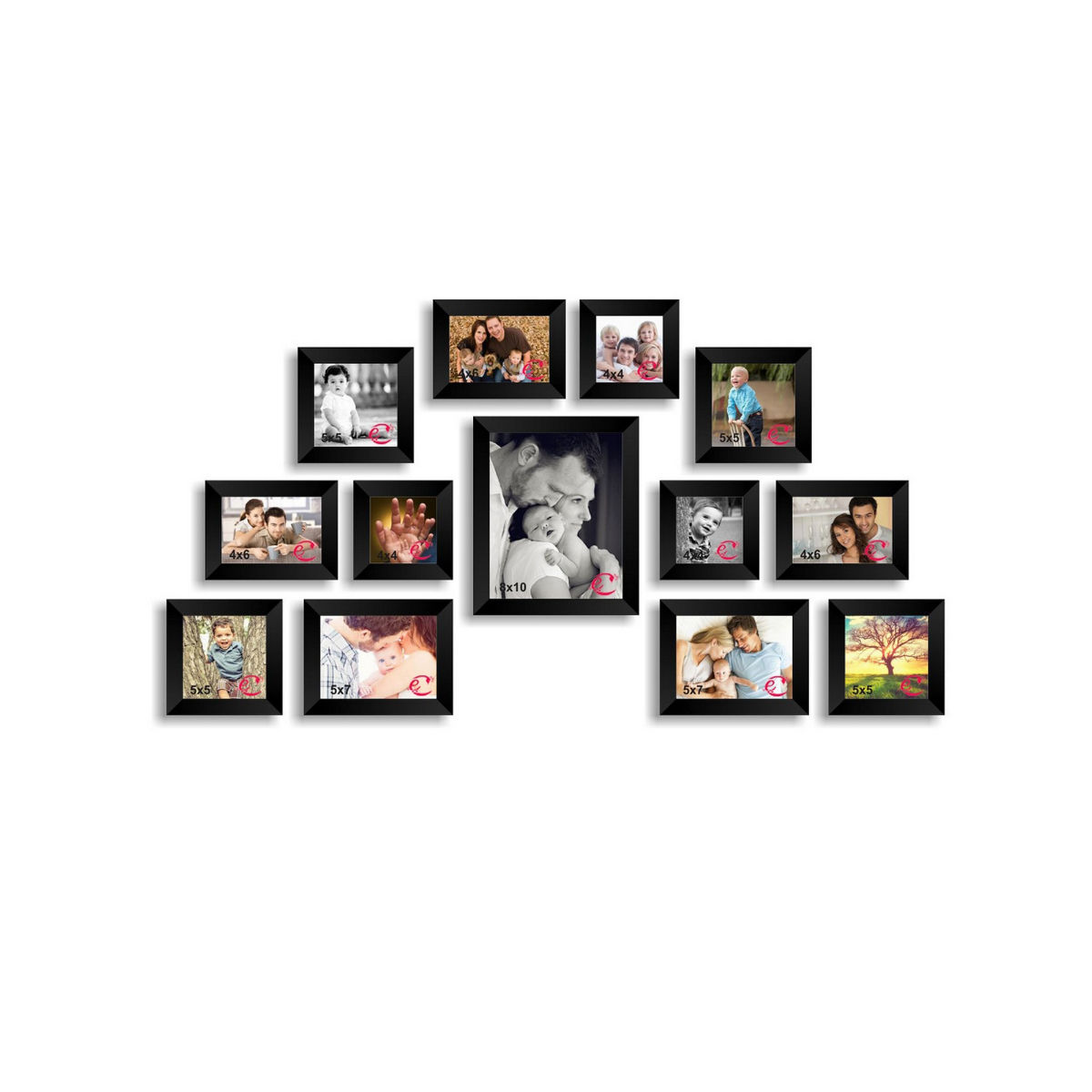 eCraftIndia Memory Wall Collage Photo Frame Set of 13 Photo Frames