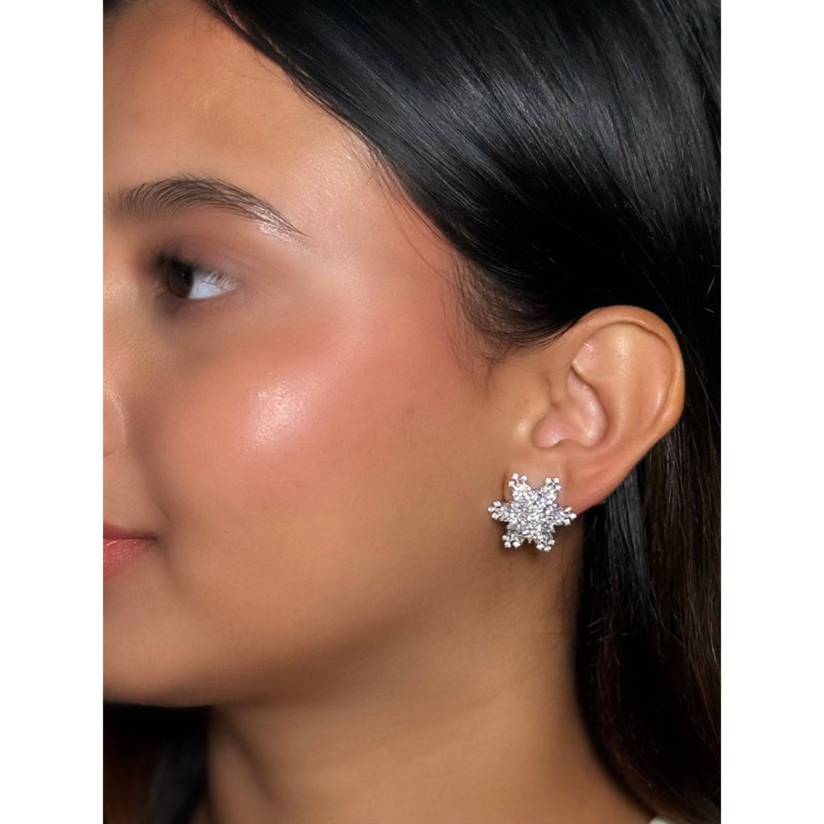 Tora Women 925 Sterling Silver Snowflake Stud Earrings
