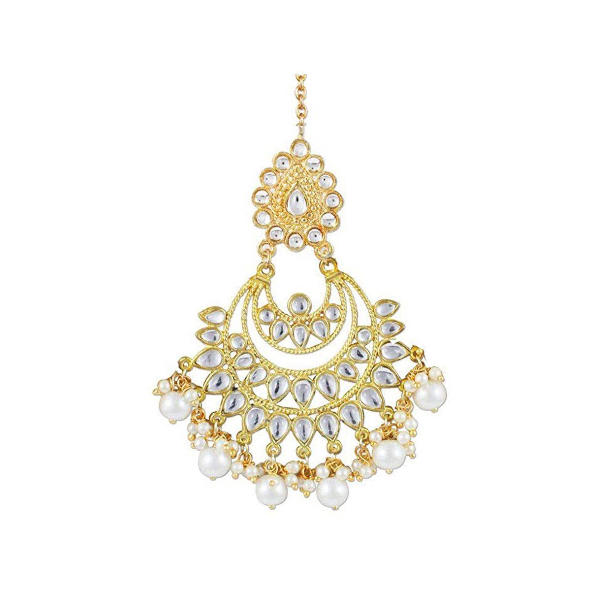Karatcart Traditional GoldPlated Kundan Maang-Tikka For Women