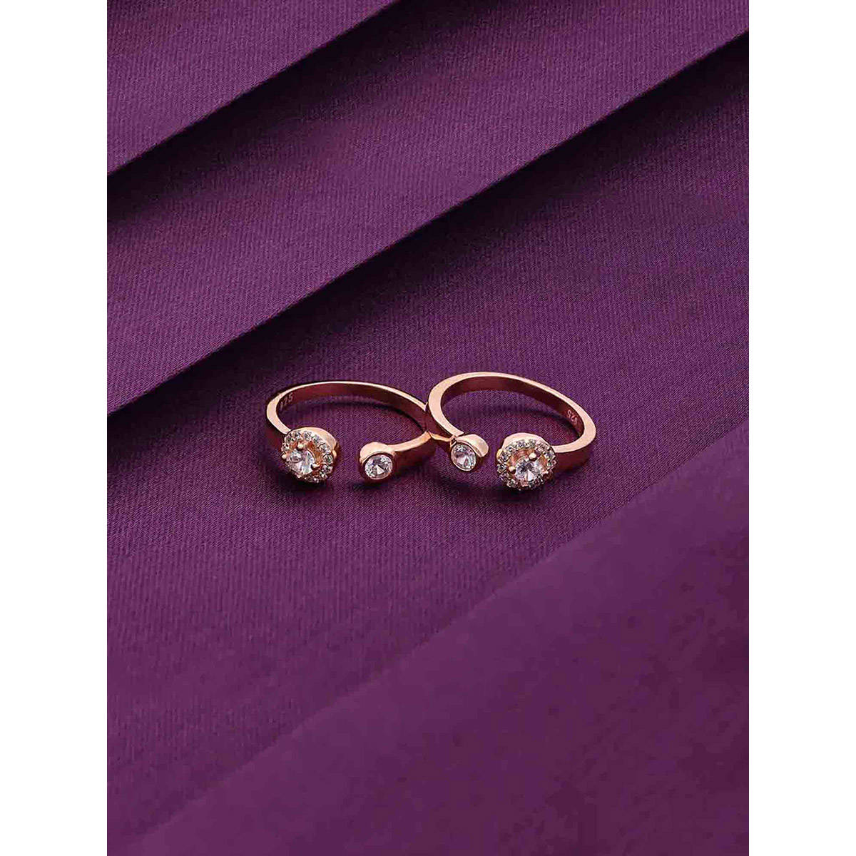 Kai Jewel Sterling Silver Rose Gold Classic Zircon Silver Toe Rings