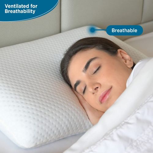 SLEEPSIA Cool Gel Ventilated Memory Foam Pillow Neck Shoulder Pain Relief  White