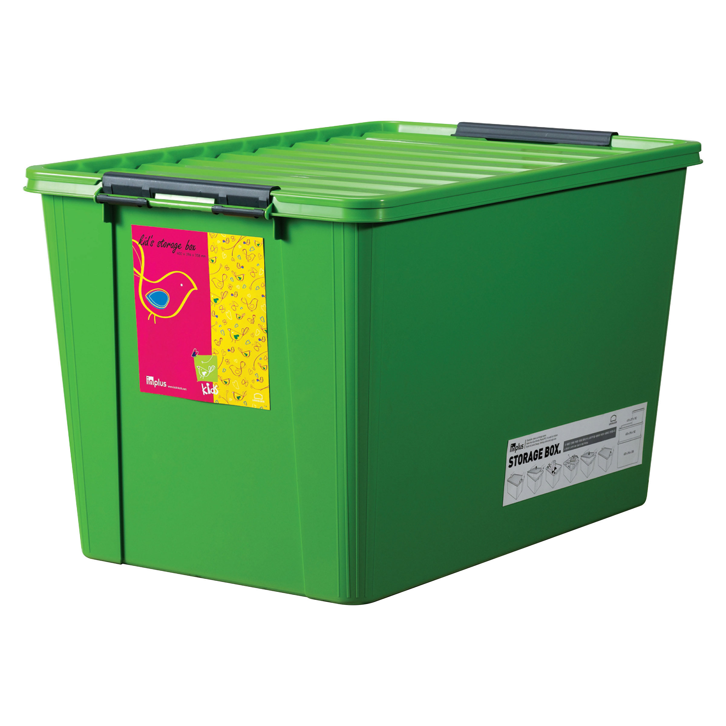 Lock & Lock Inplus Easy Clip Storage Box, 60 Litres, Green Buy Lock