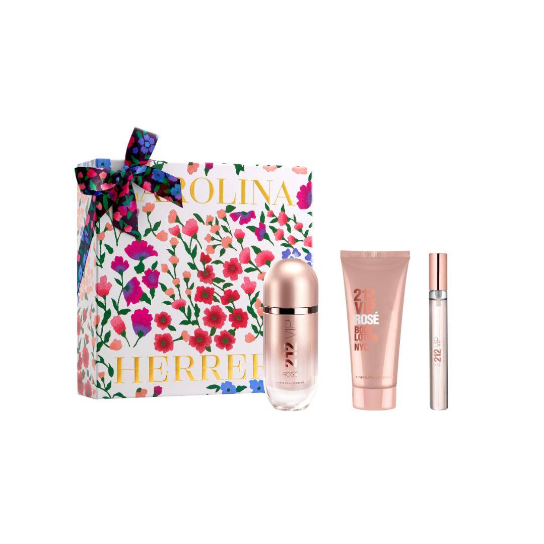 Carolina Herrera 212 Vip Rose Eau De Parfum With Body Lotion & Megaspritzer