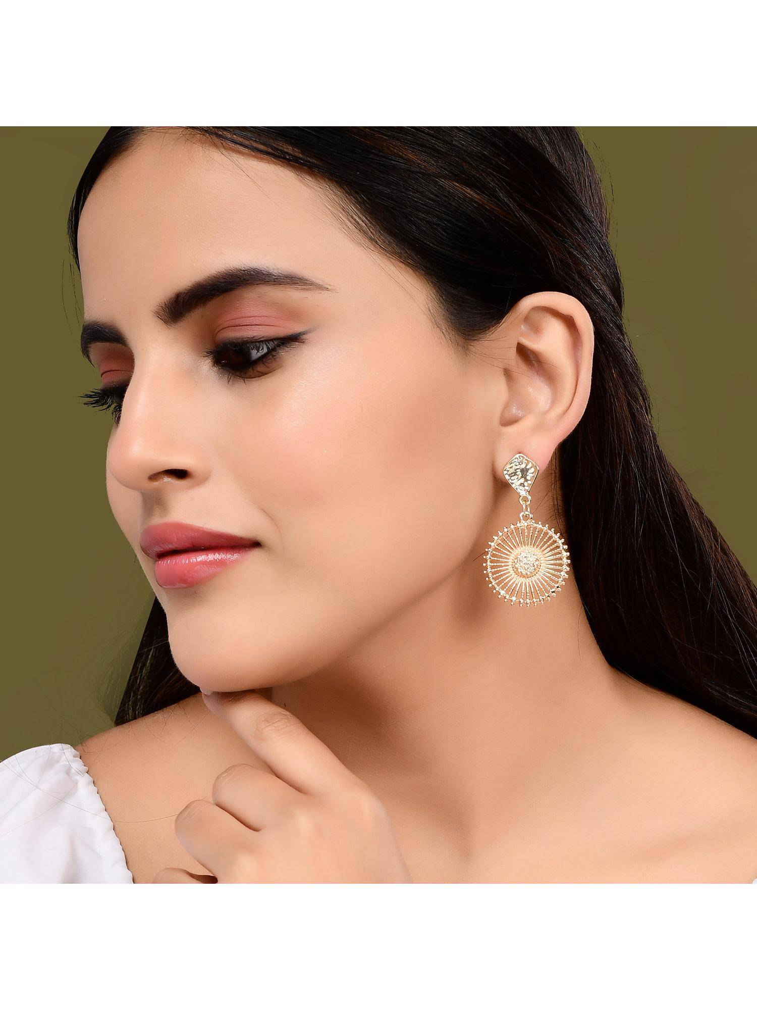 Voylla Trendy Elegance Lightly Embellished Contemporary Drop Earrings