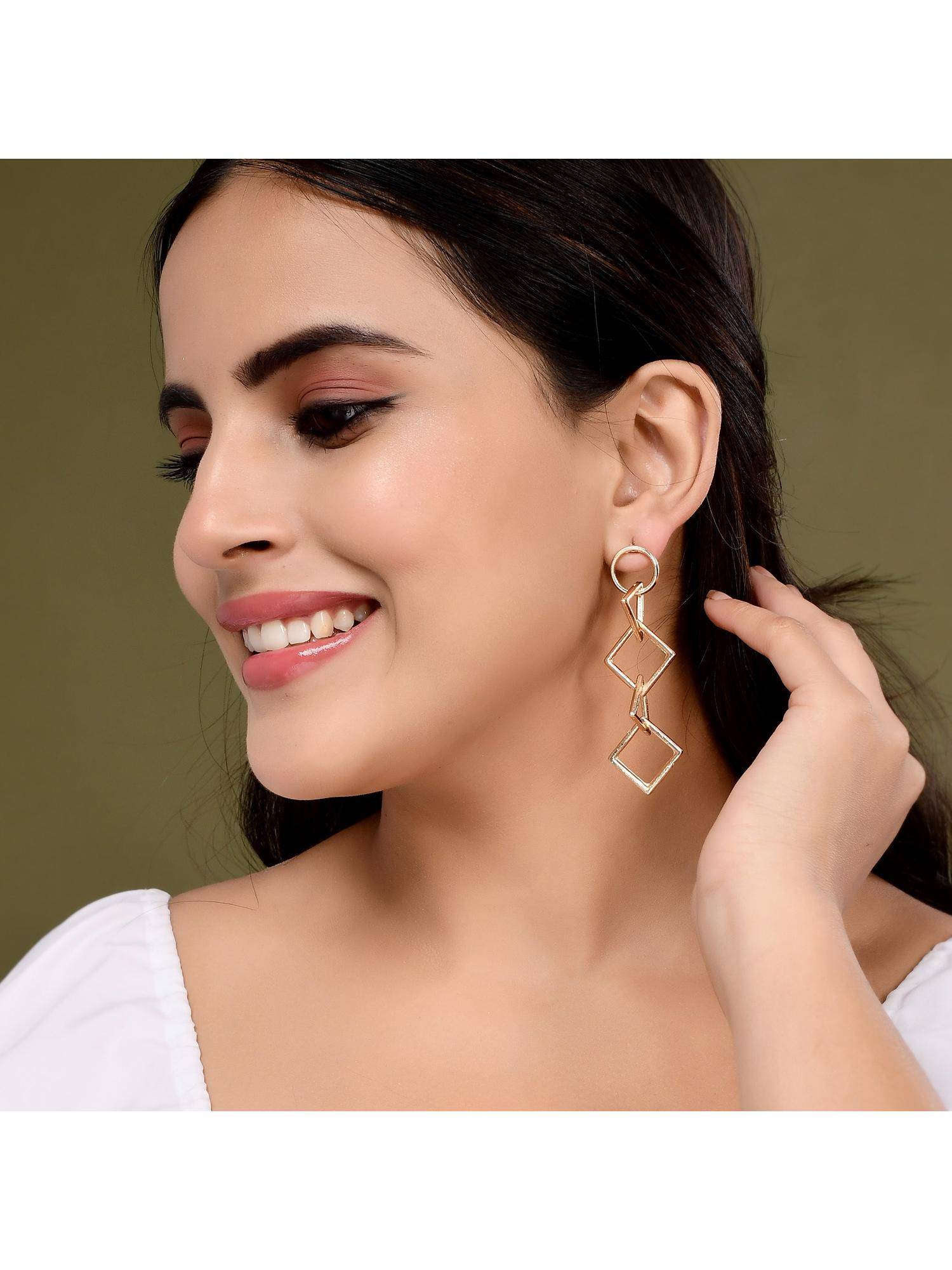 Voylla Trendy Elegance Lightly Embellished Drop Earrings