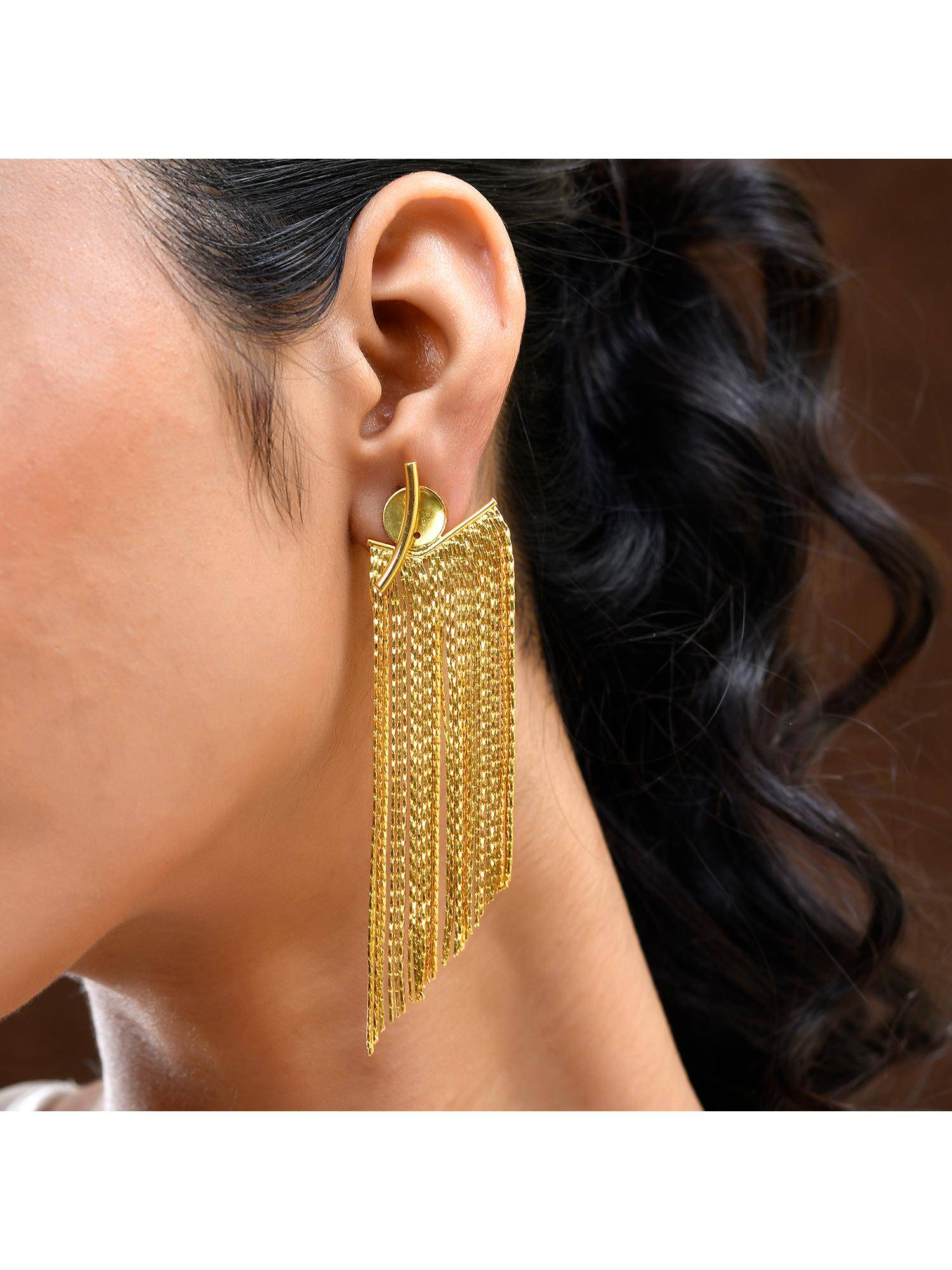 Voylla Voyage Glamour Cascade Gold Earrings