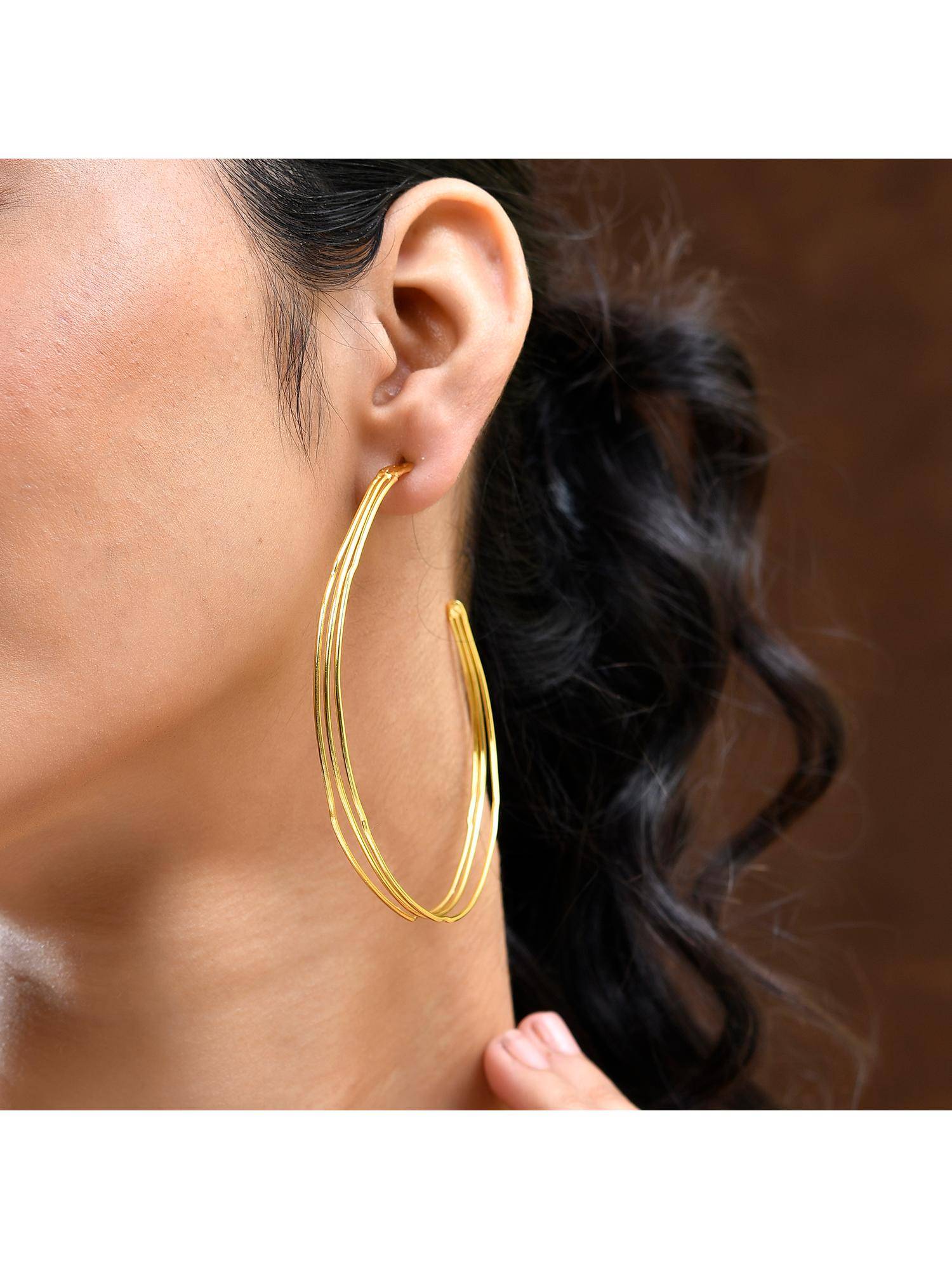 Voylla Voyage Golden Swing Hoop Earrings