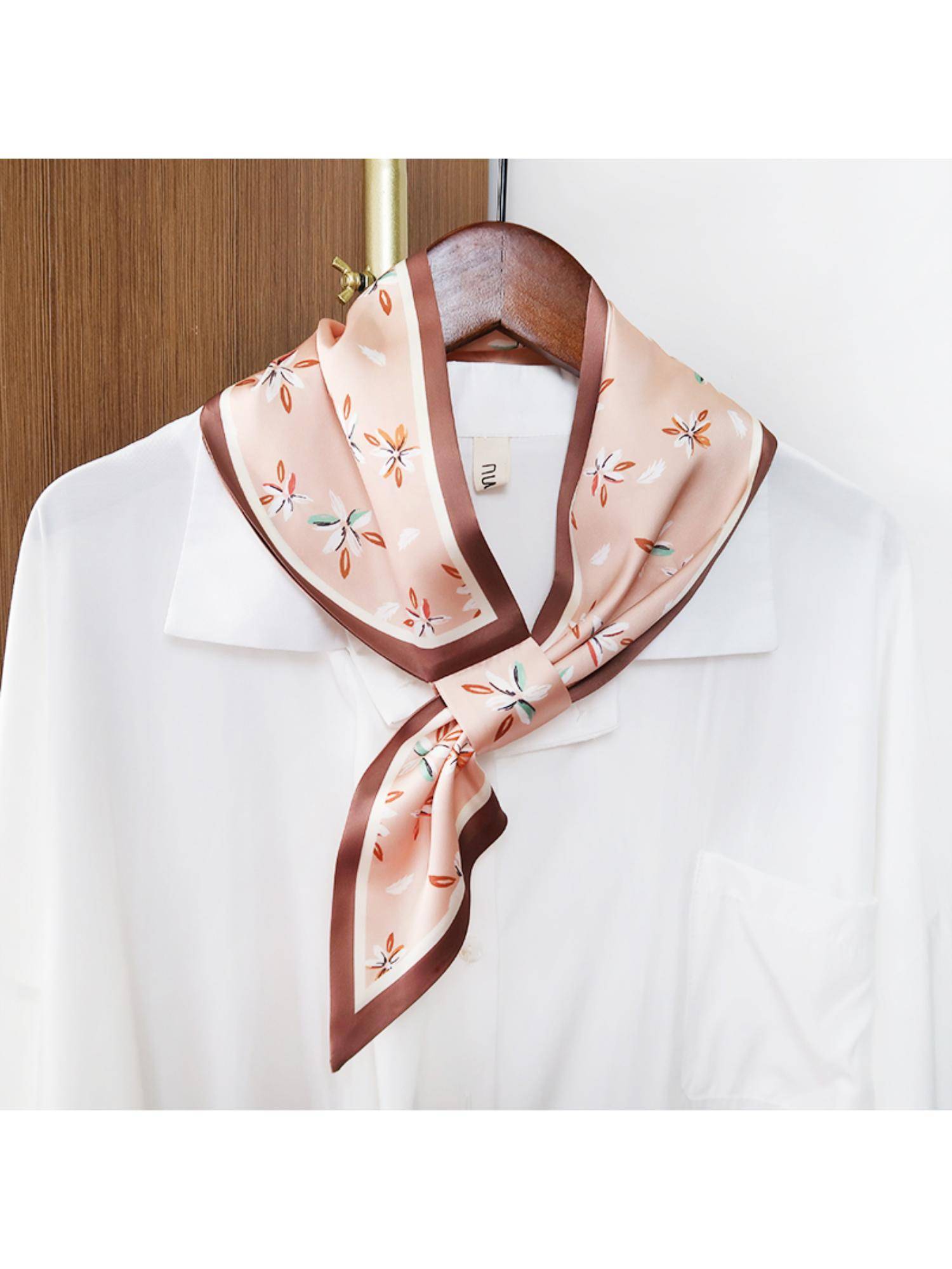CrossKulture Floral Printed Satin Scarf - Brown