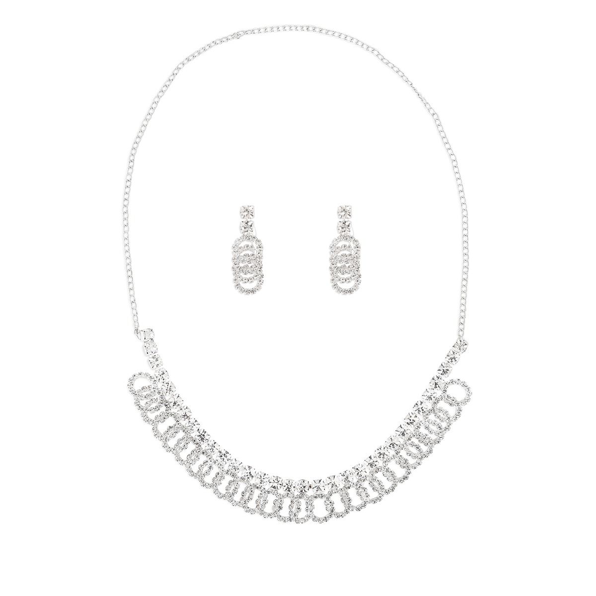 Zaveri Pearls Silver Tone Dazzling Austrian Diamonds Necklace And Earring