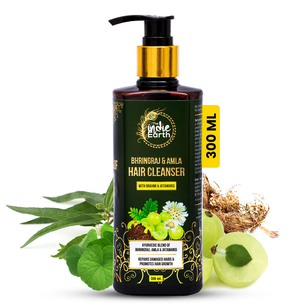 The Indie Earth Bhringraj Amla Hair Cleanser (shampoo) With Brahmi &  Jatamansi, Best Natural Shampoo: Buy The Indie Earth Bhringraj Amla Hair  Cleanser (shampoo) With Brahmi & Jatamansi, Best Natural Shampoo Online