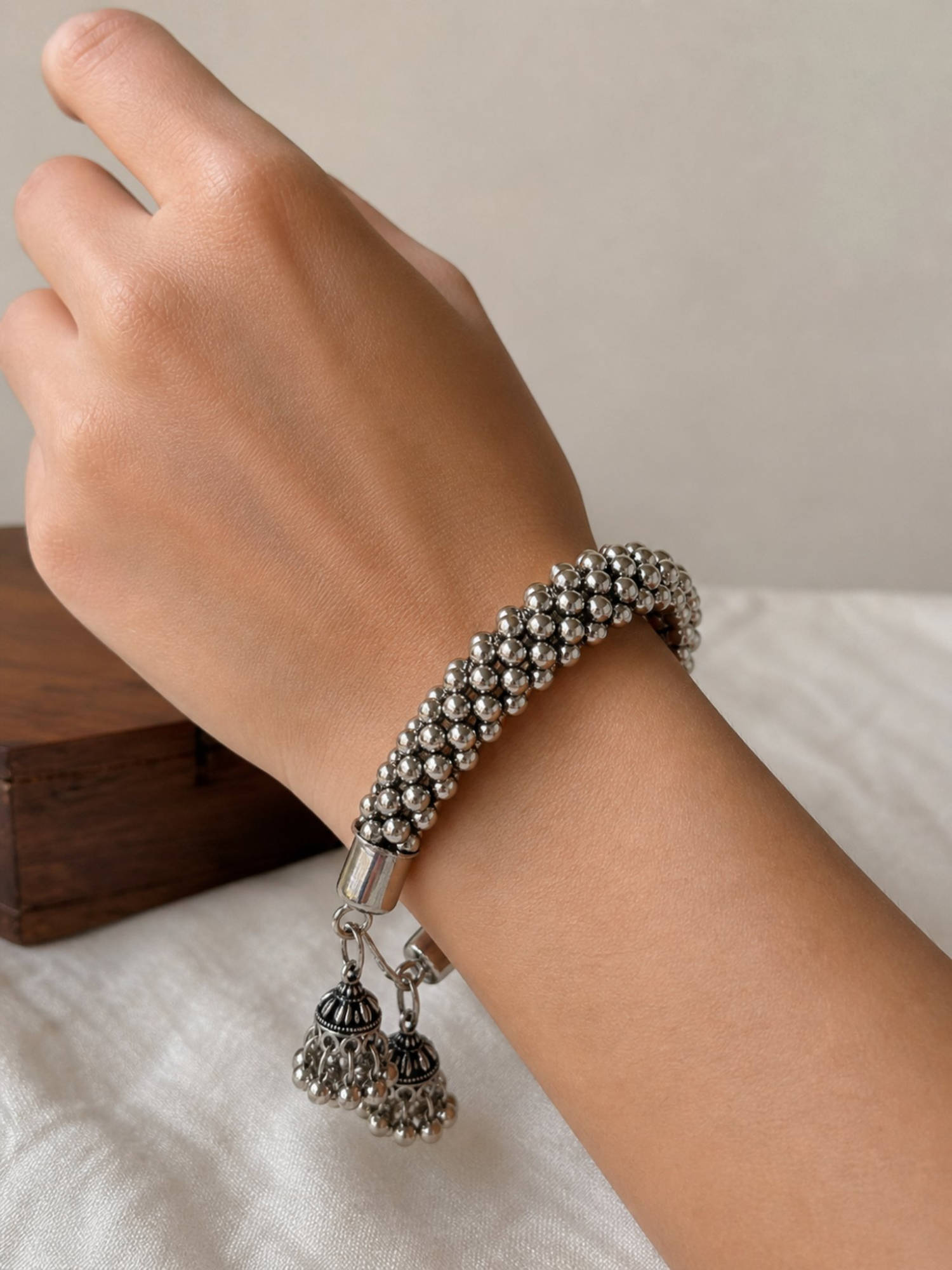 Designbox Silver Oxidised Traditional Cuff