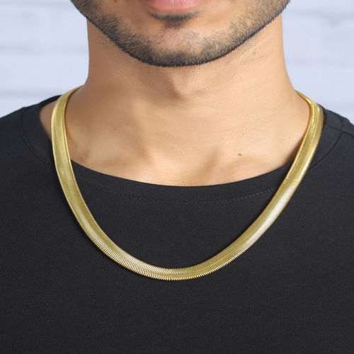 Priyaasi Men Herringbone Gold-Plated Snake Chain (S)