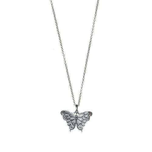 Buy Sheer by Priyaasi Oxidised Silver Butterfly Pendant Necklace