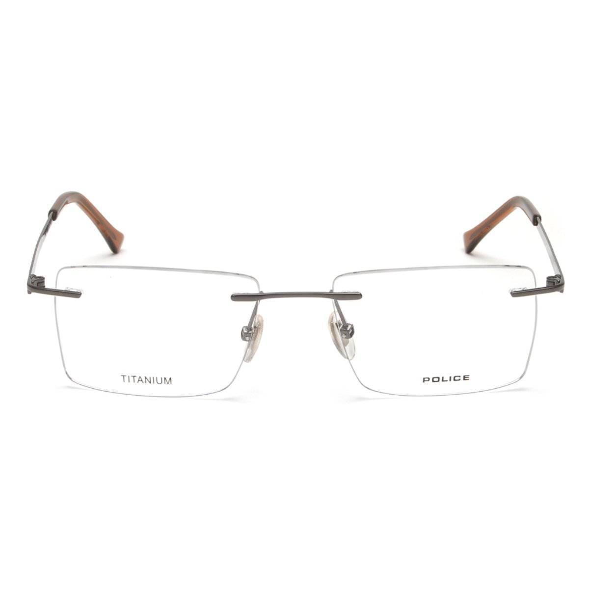 Police Rimless Frame Buy Police Men Rimless Brown Metal Frames - VPL245K52568FR (52) Online