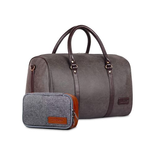 The Clownfish Synthetic Brown Duffle bag and Pouch (Set of 2)