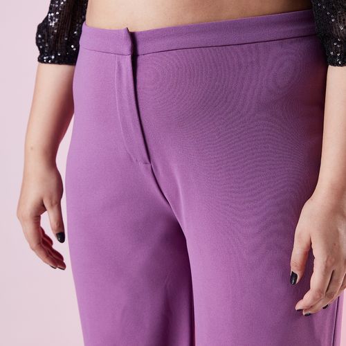 Buy Twenty Dresses by Nykaa Fashion Purple Solid High Rise Bootcut Pants  online