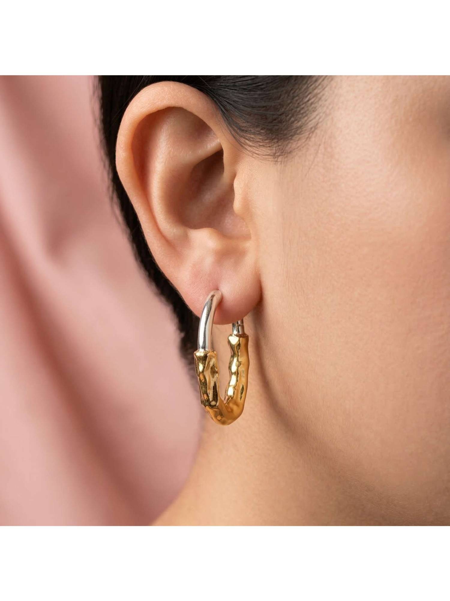 Nishani 925 Silver Dual-Tone Hoops Earrings for Women