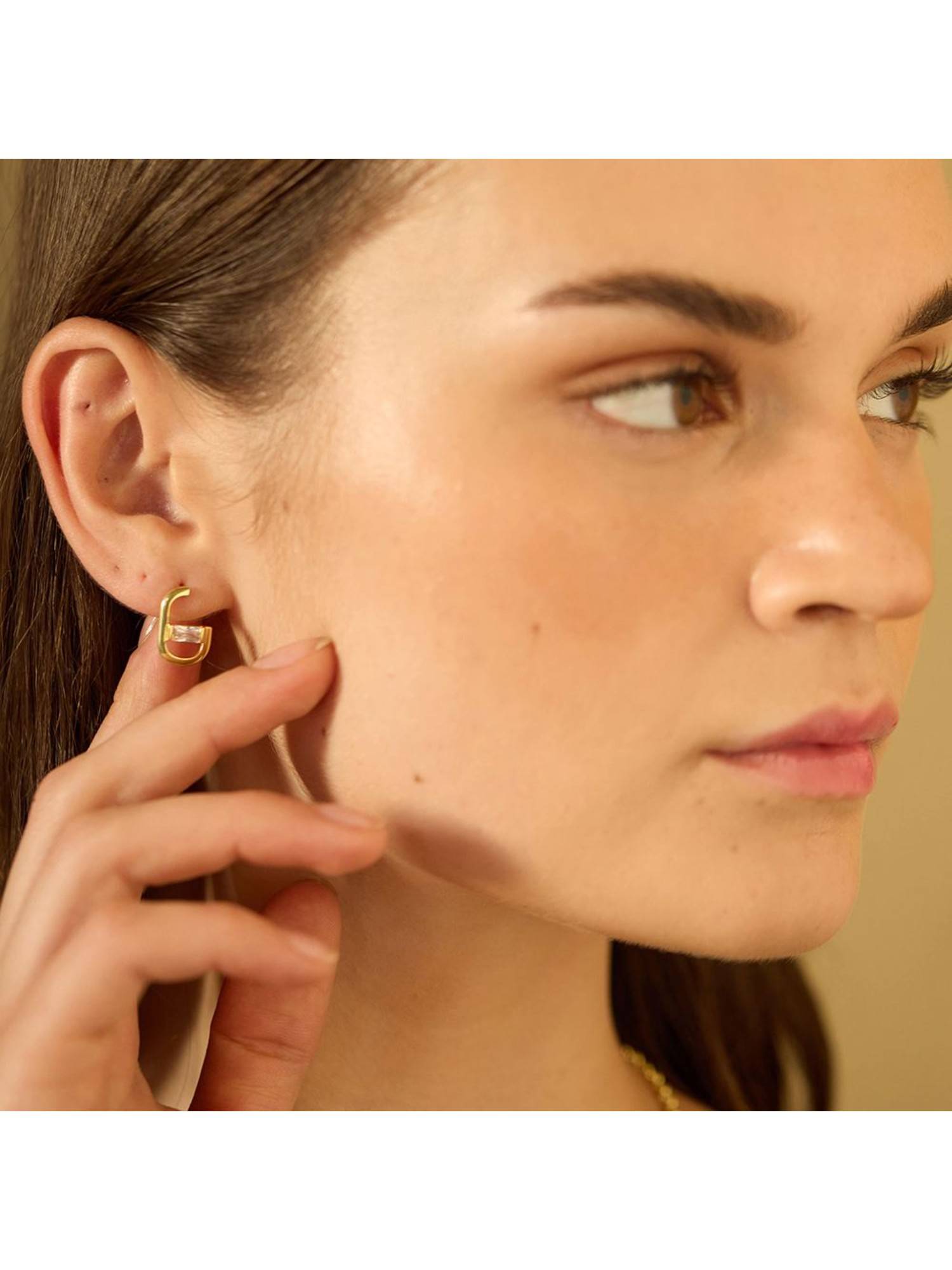 Nishani 925 Silver Open Link White Studs Earrings for Women
