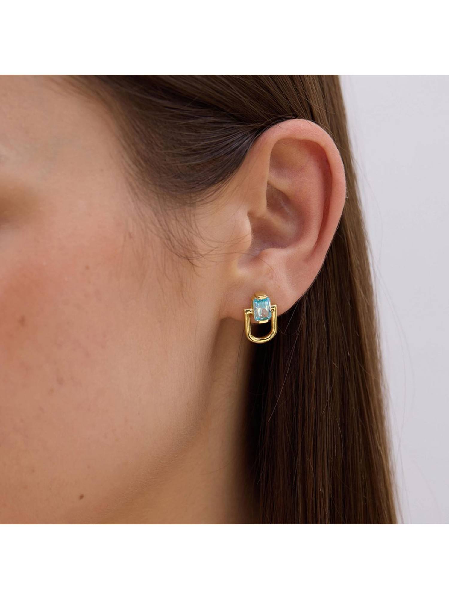Nishani 925 Silver Half Link Studs Earrings for Women