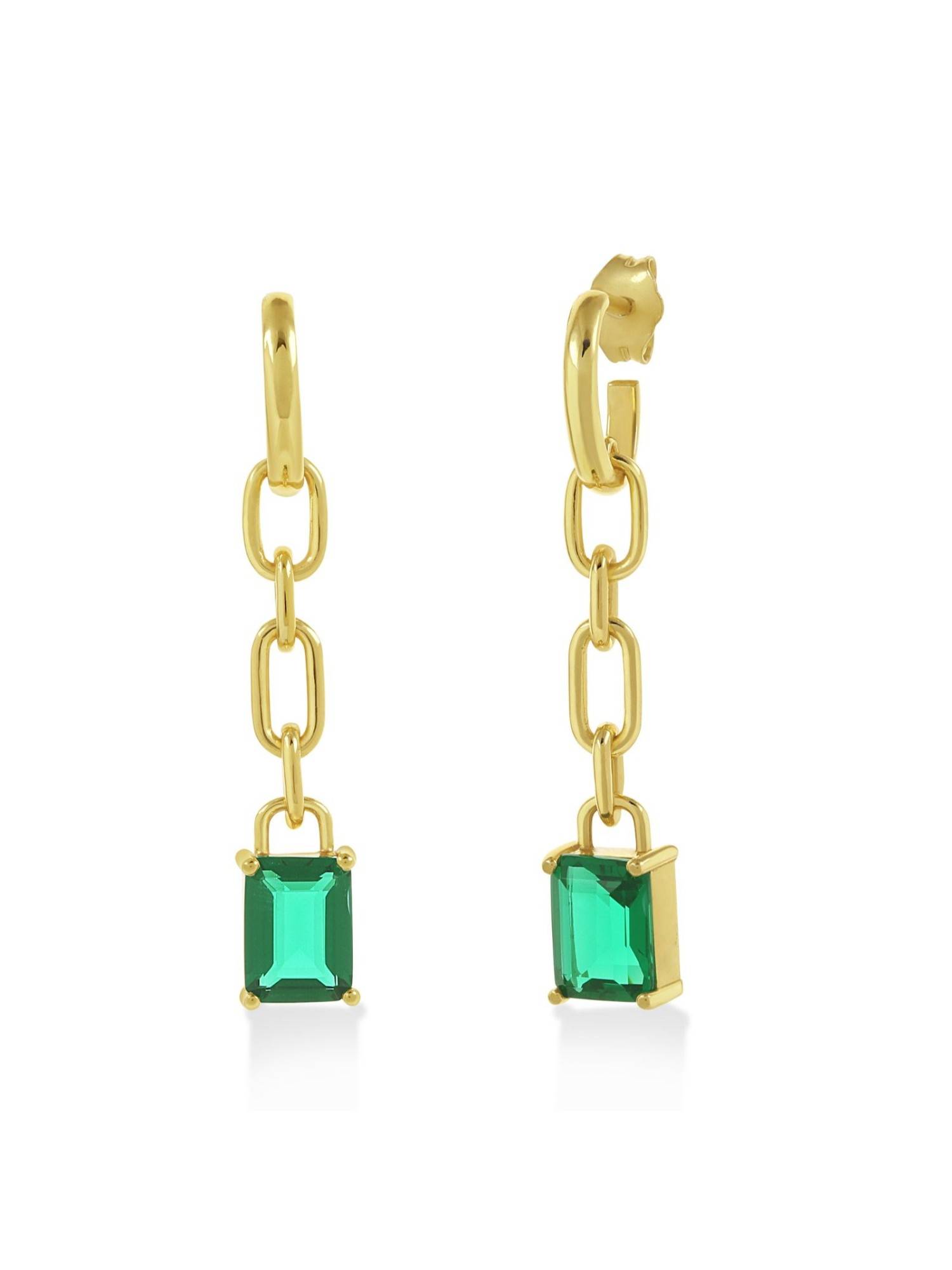 Nishani 925 Silver Emerald Danglers Earrings For Women