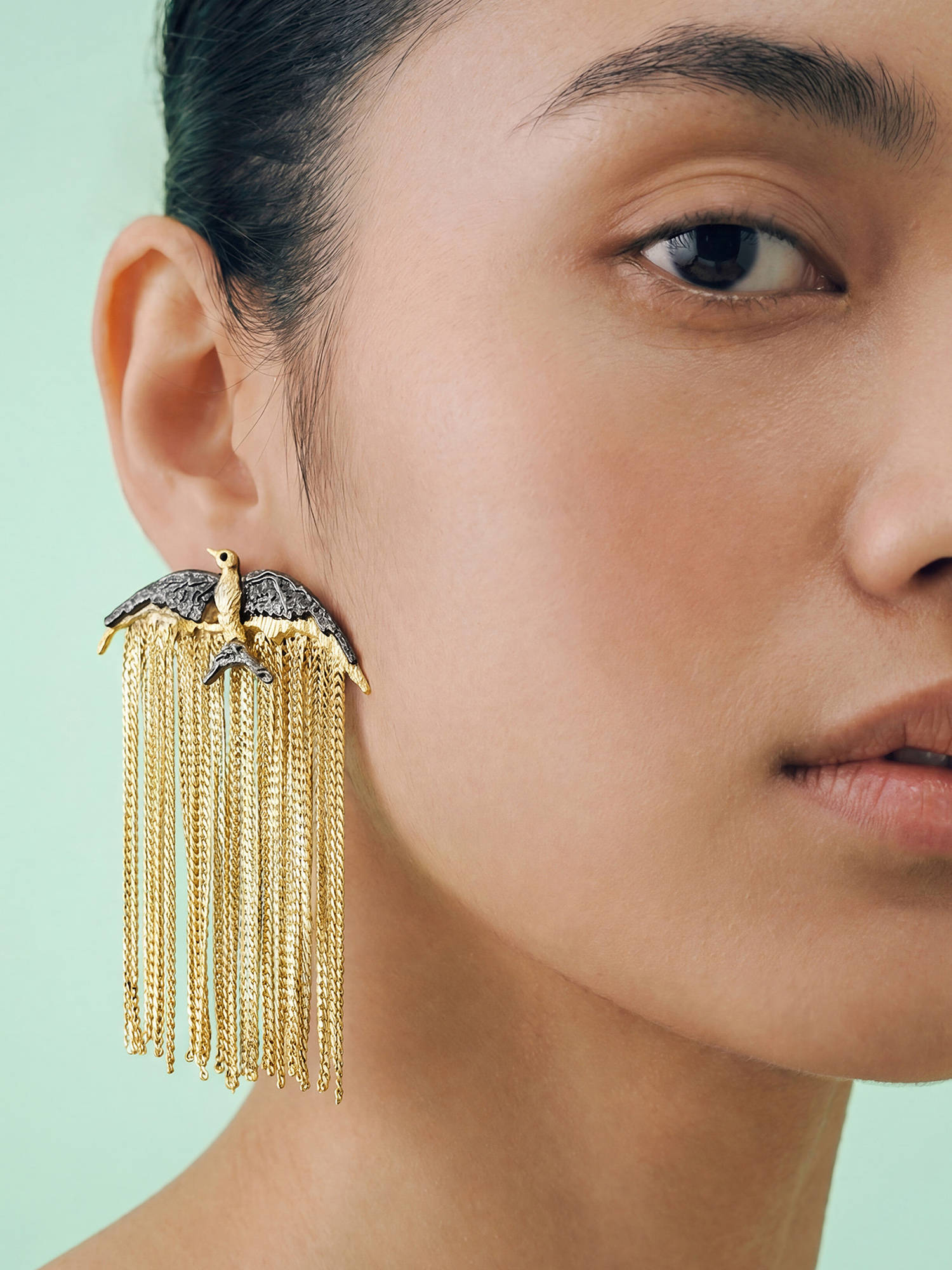 Joker & Witch Golden Whisper Bird Drop Earrings