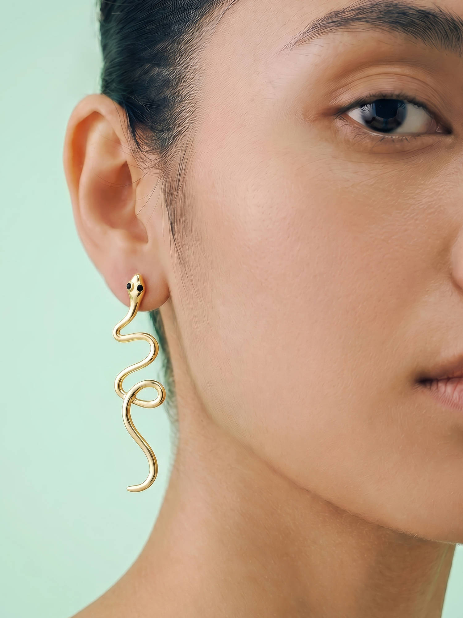 Joker & Witch Serpens Gold Snake Drop Earrings