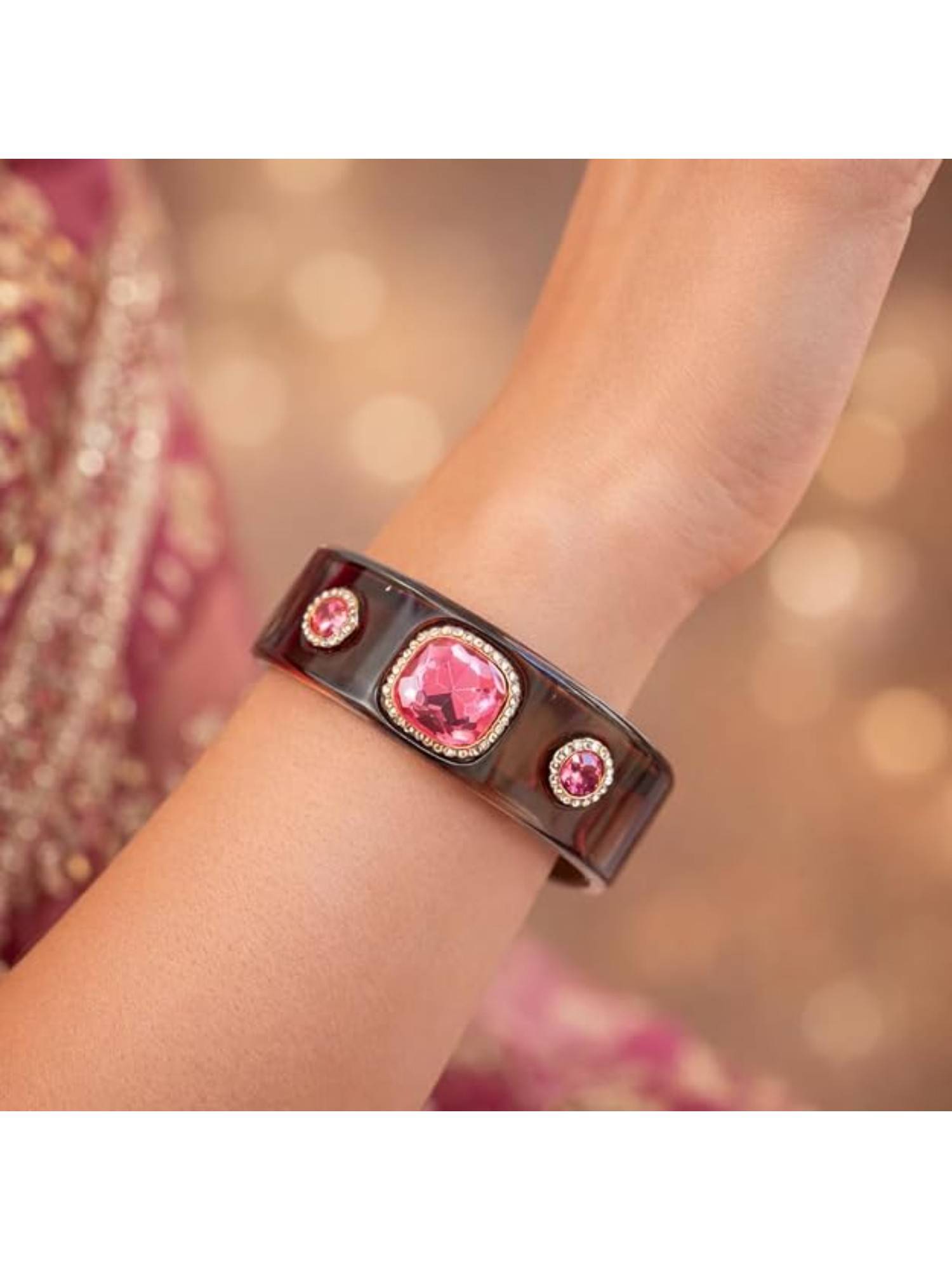 Blysk Jewels Acrylic Pink Rhinestones Cuff