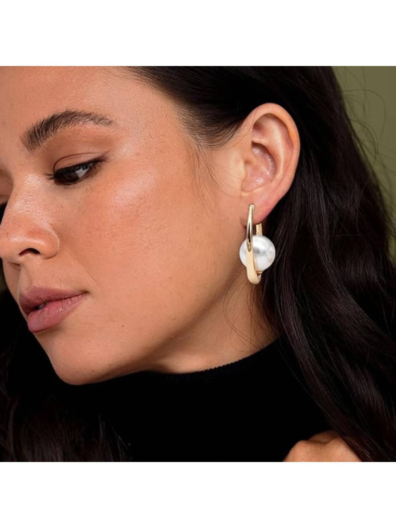 Blysk Jewels Gold Plated Hoop Earrings For Women With Pearl Accent