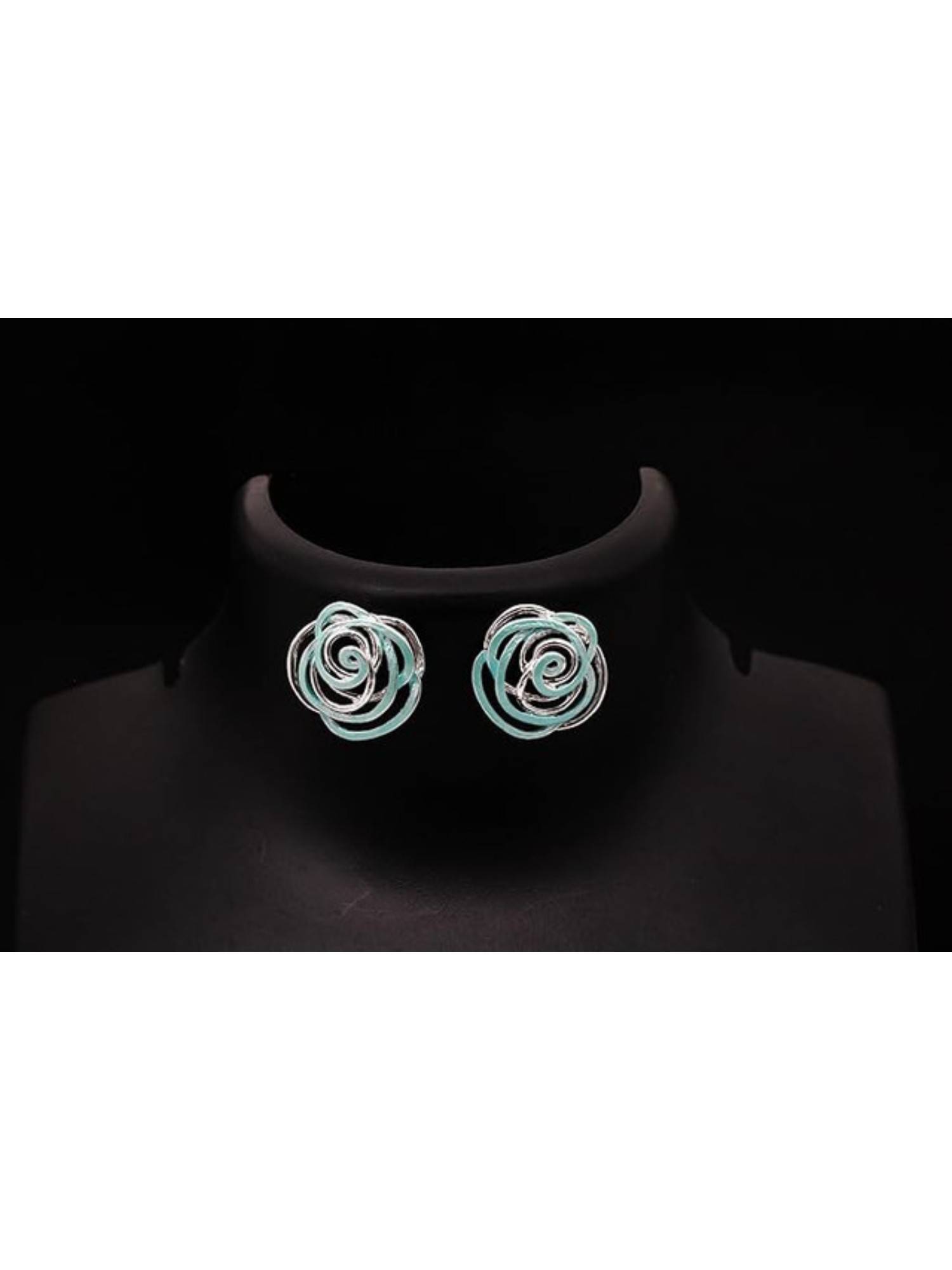 Blysk Jewels Elegant Mint Blue Rose Stud Earrings For Women