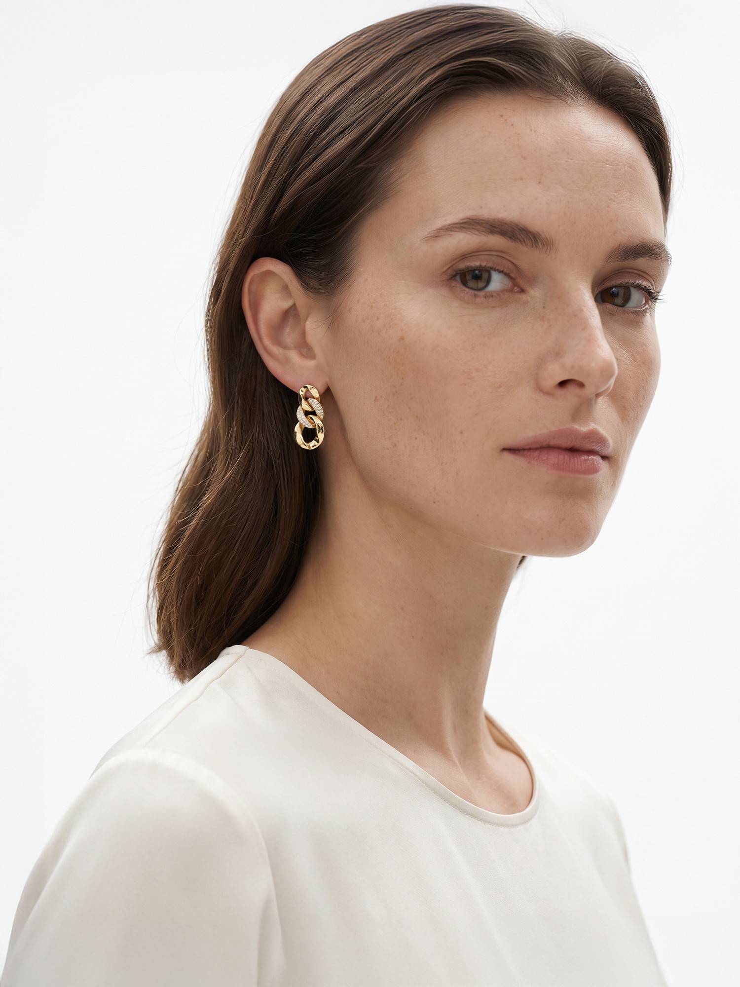 Carlton London 18Kt Gold-Plated Cz Interlocking Link Drop Earrings