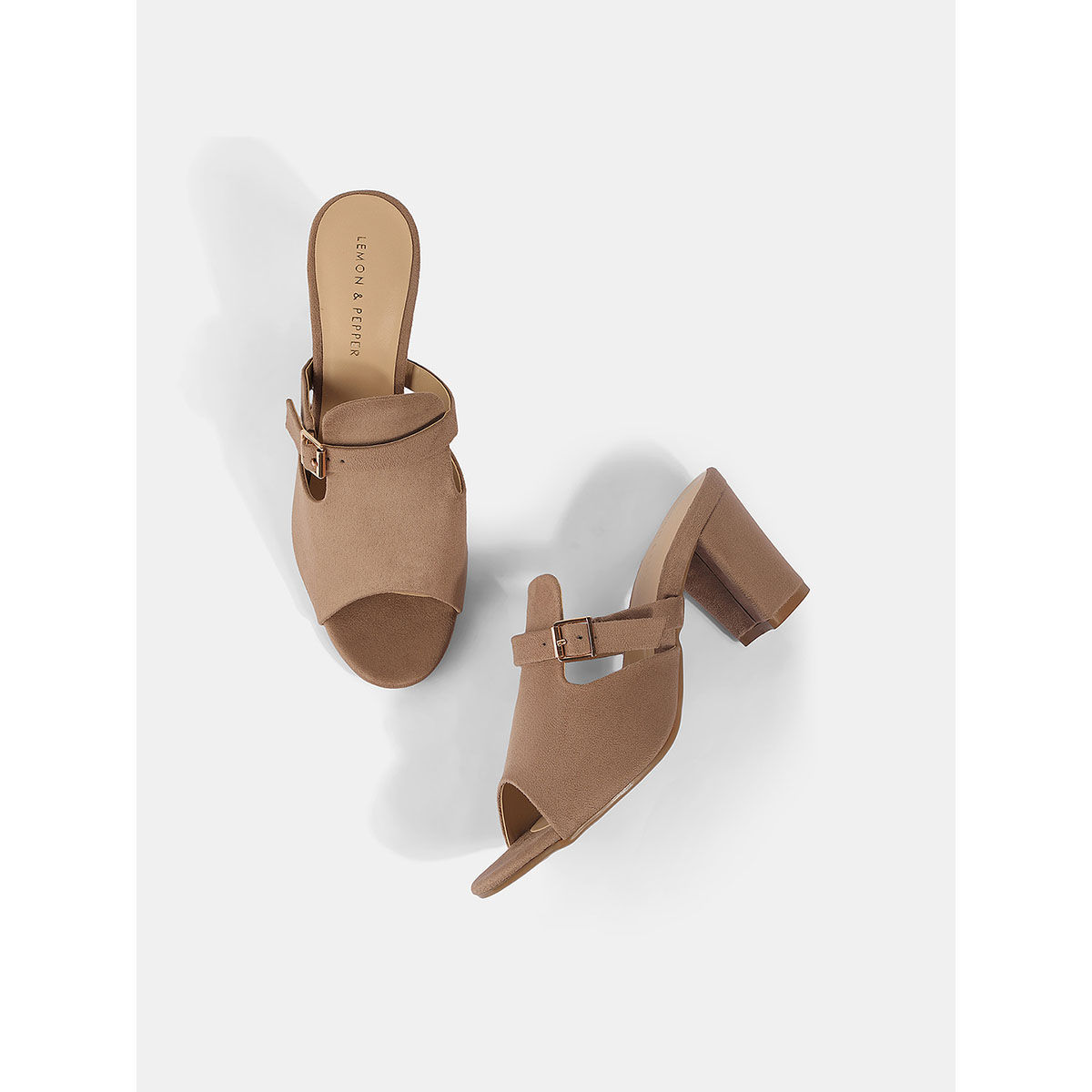 Beige block heel discount mules