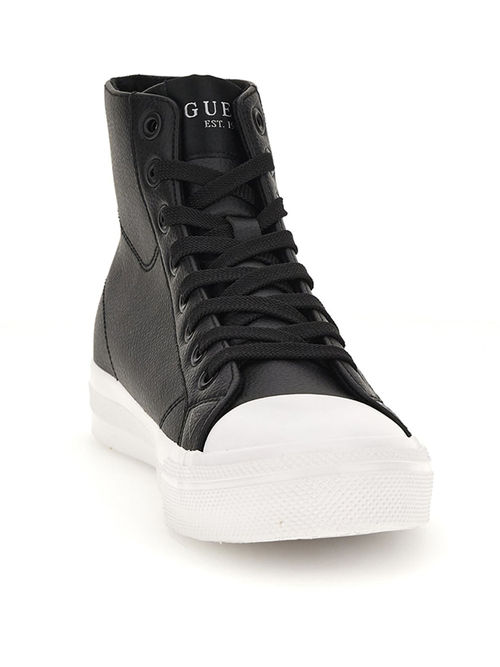 Buy Guess Men Istria Mid Solid Lace Up High Top Black Sneakers Online