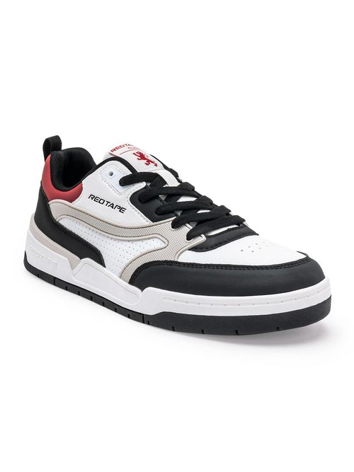 Buy Red Tape Men Solid White Red Sneakers Online