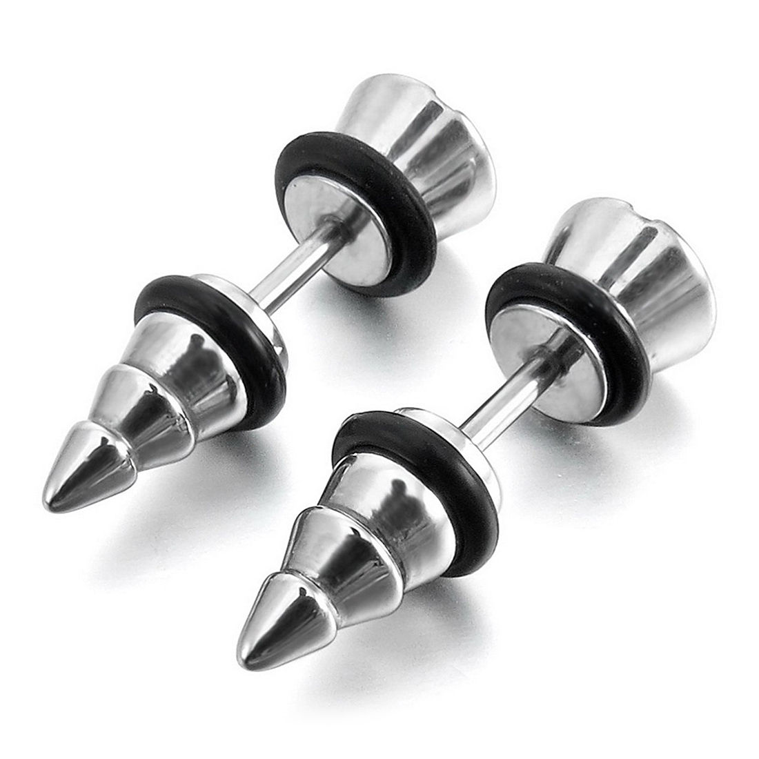 Peora 316L Stainless Steel Stud Earrings Screw Spike Plug Tapers For