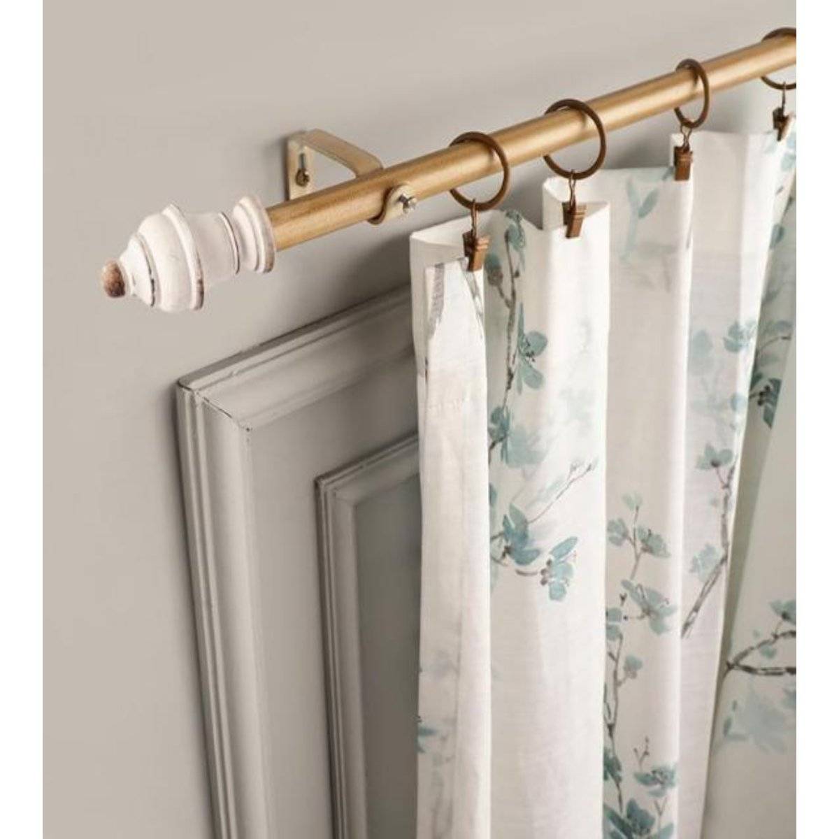 The Decor Mart White Adjustable Curtain Rod with Brackets & Finial (Set Of 6)