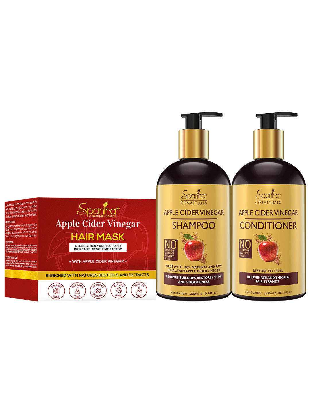 Spantra Apple Cider Vinegar Shampoo, Conditioner And Hair Mask (Pack Of 3) Buy Spantra Apple