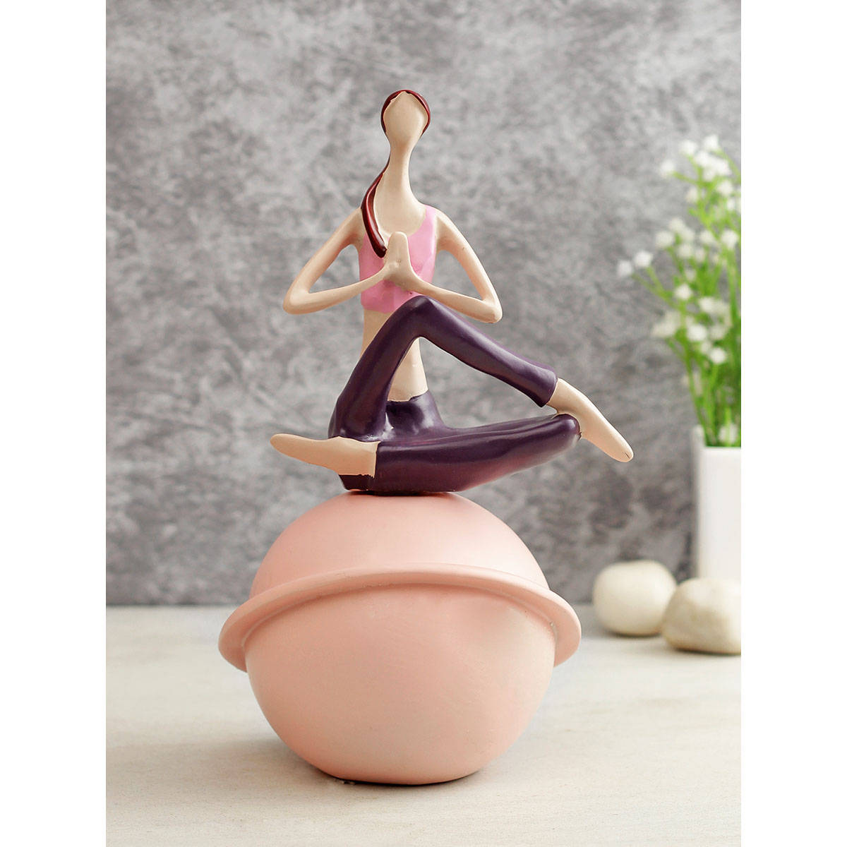Tayhaa Healthy Yoga Pose Figurine In Raisin