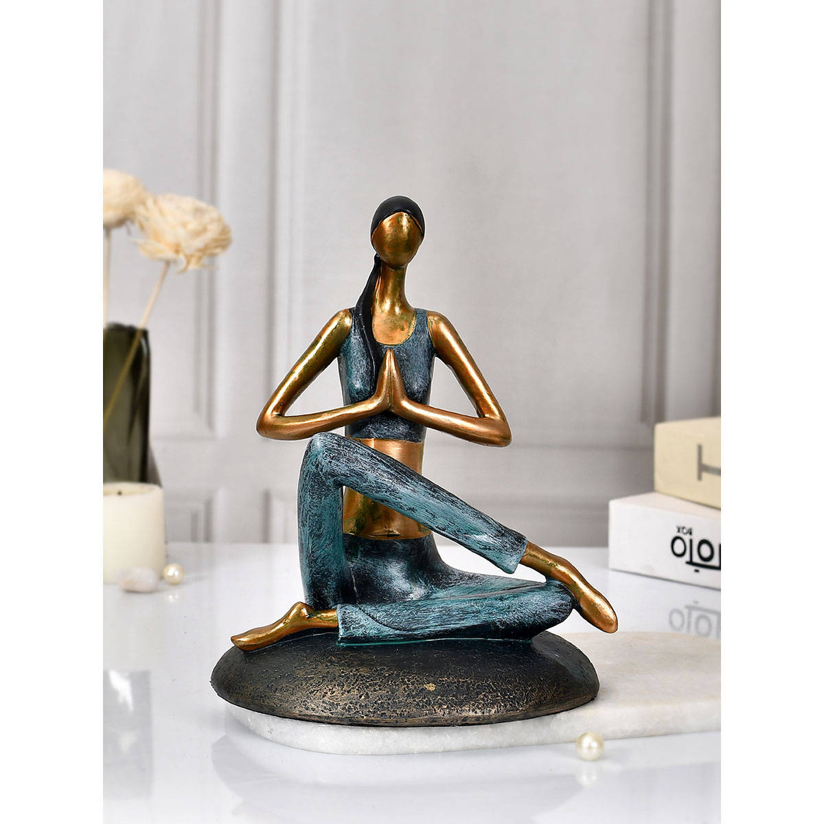 Tayhaa Resin Dipped Metallic Yoga Statue