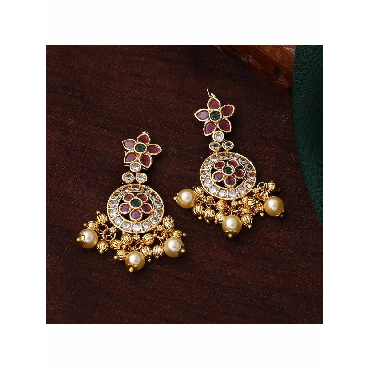 Bling N Beads Bridal Yellow Gold Earrings with topaz and pearl Friendship  Gift For Her Rakhi  Amazonin Fashion