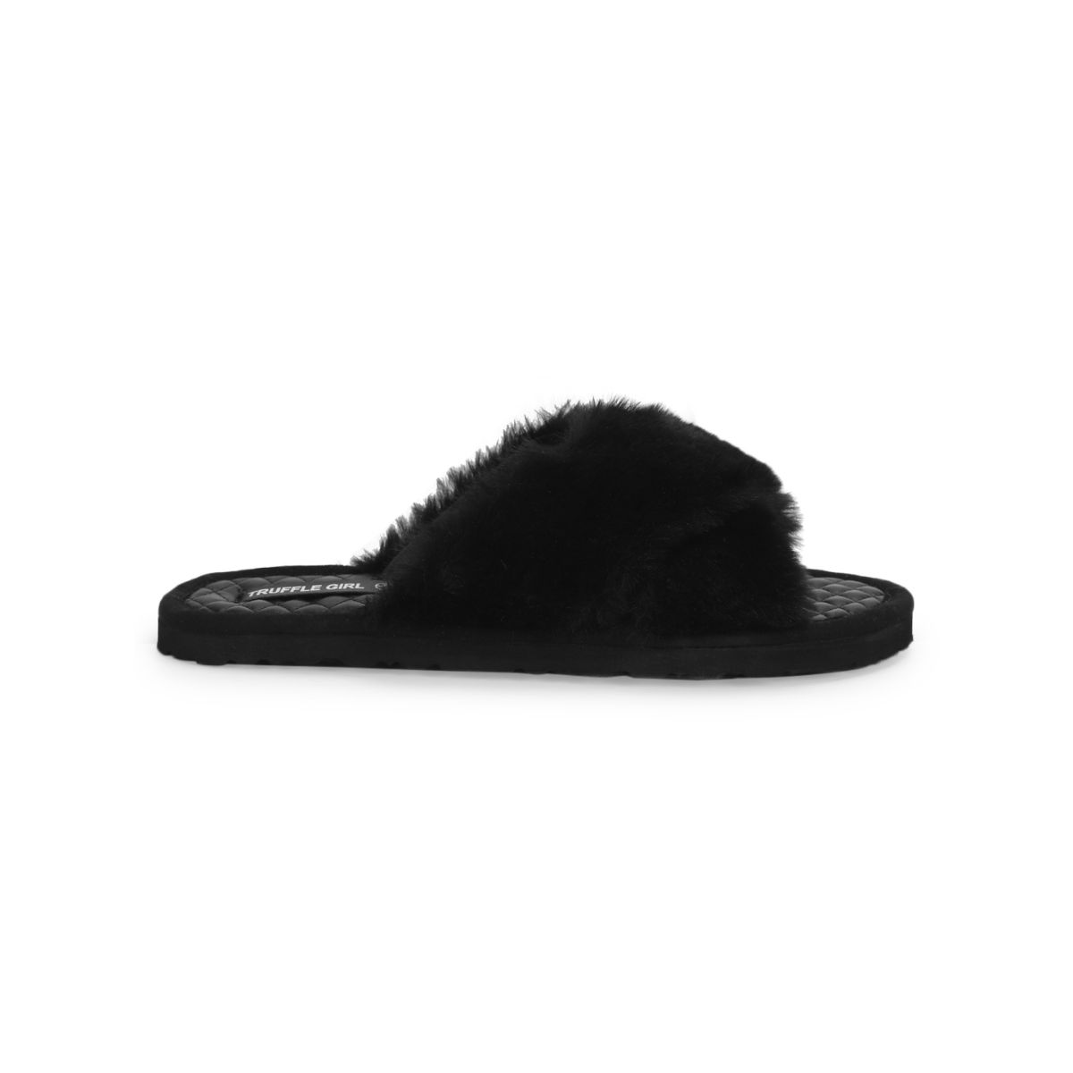 Truffle Collection Black Fuzzy Fur Slippers: Buy Truffle Collection ...