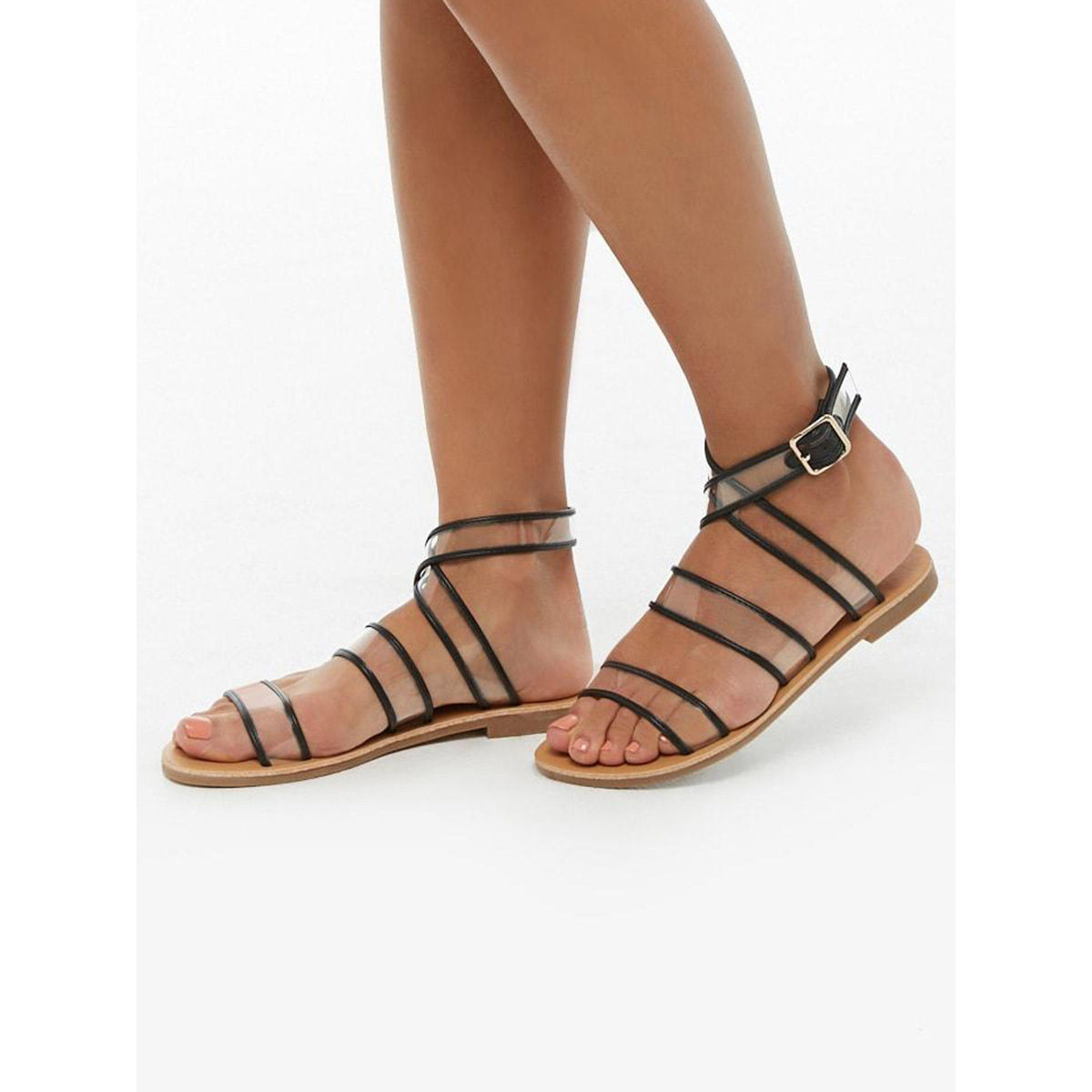 Forever 21 Translucent Open Toe Black Sandals Buy Forever 21
