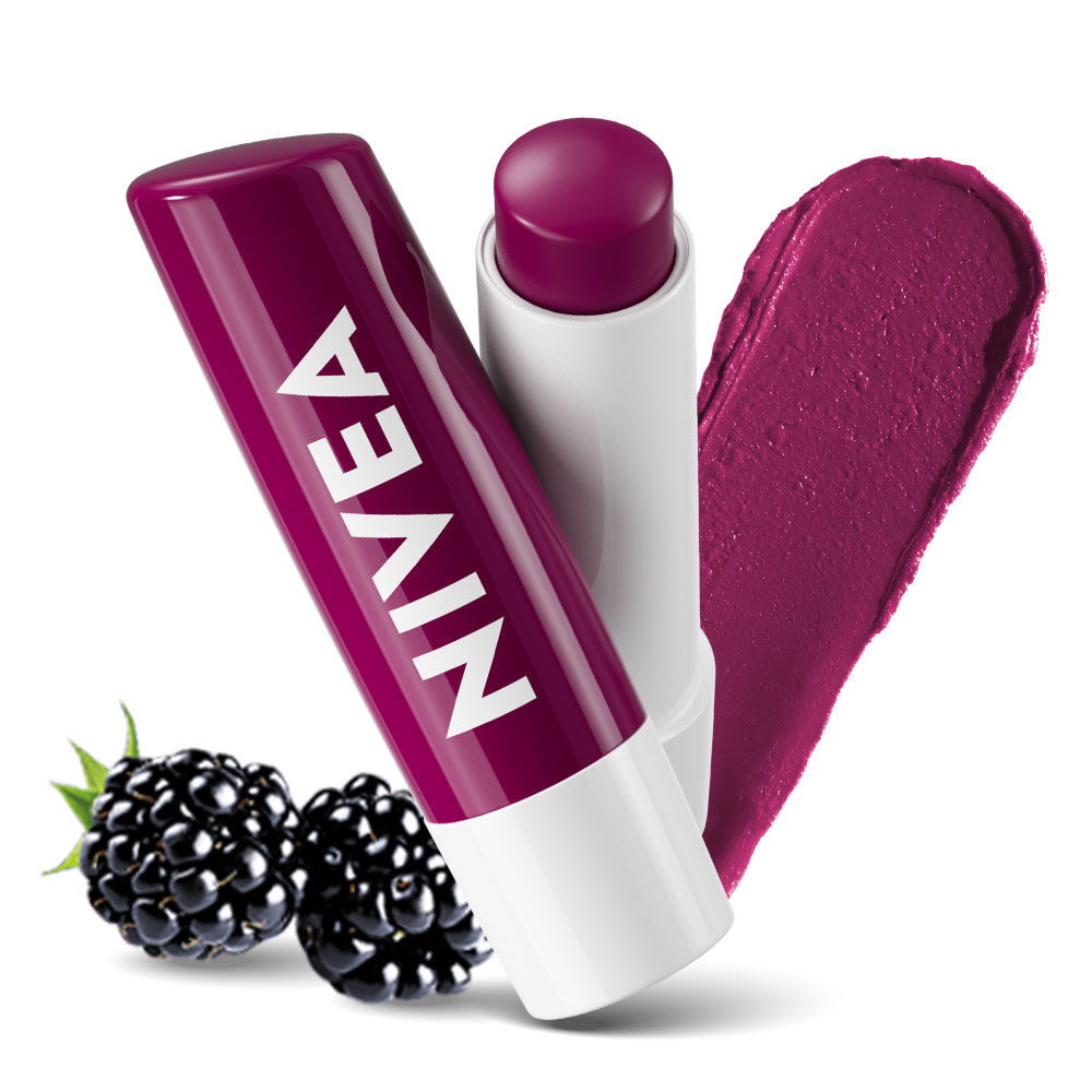 NIVEA Tinted Lip Balm With Natural Oils & 24H Melt-In Moisture Blackberry Shine