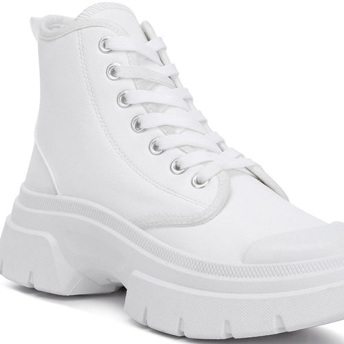 Buy London Rag White Chunky Lace Up Combat Boots Online