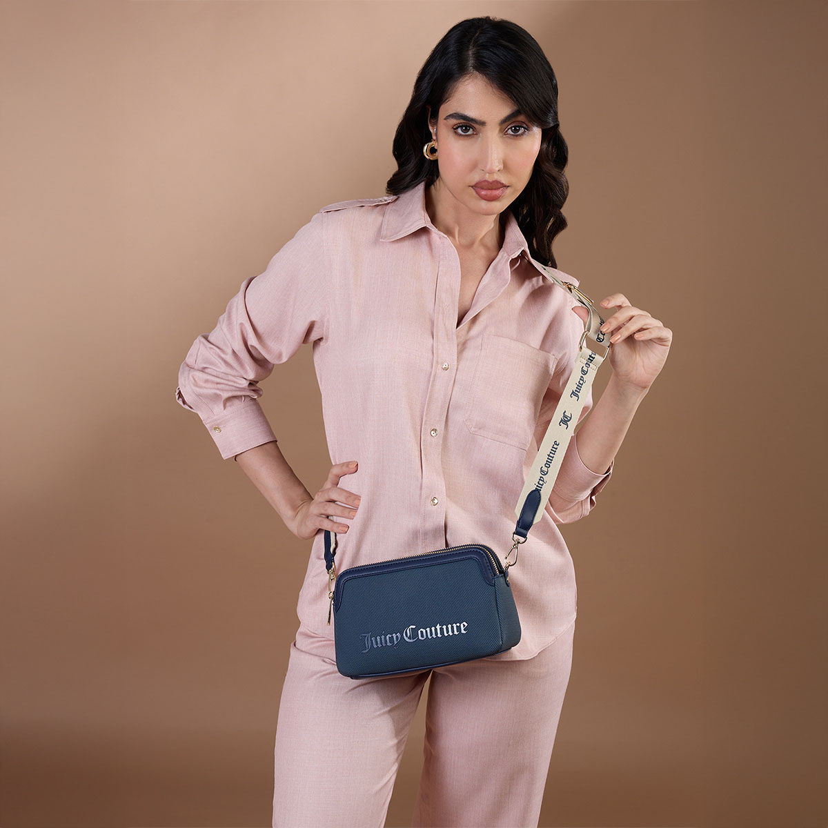 Buy Juicy Couture Navy Blue Solid Pu Slingbag with Detachable