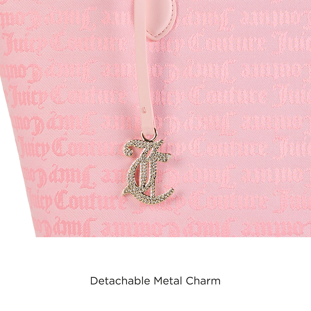 Buy Juicy Couture Women Pink Jacquard Typography Flora Tote Bag Online