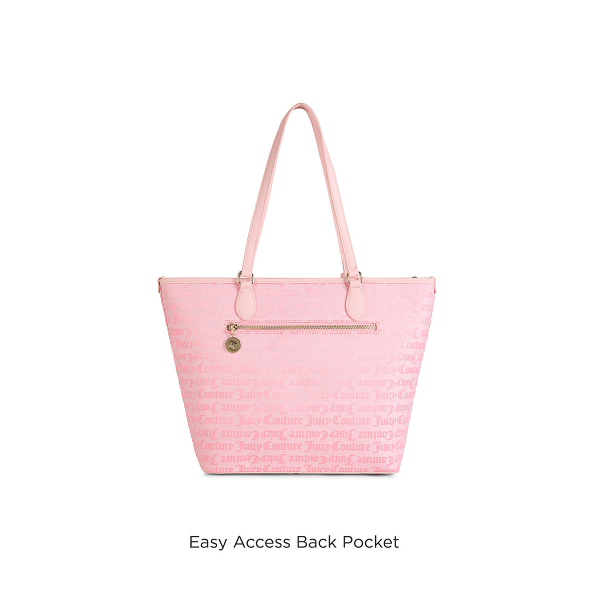 Buy Juicy Couture Women Pink Jacquard Typography Flora Tote Bag Online