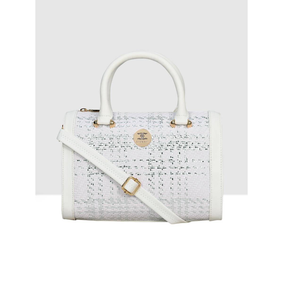 ESBEDA White Textured Glitter Shine Handbag